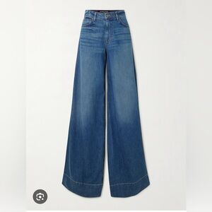 Veronica Beard Haizley High Waist Wide-Leg Blue Jeans
